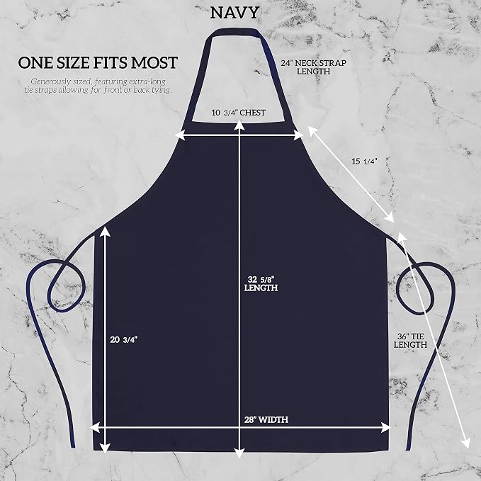 GREEN LIFESTYLE 12 Pack Professional Chef Apron – Grilling Aprons for Men, Waterproof Cooking Apron for BBQ, Work or Restaurant Use, Kitchen Aprons for Women – Navy, No Pockets