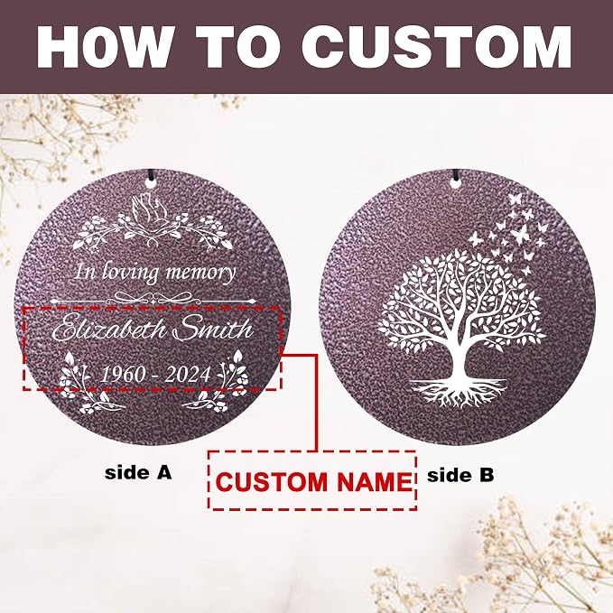 ASTARIN Memorial Wind Chimes Personalized, Bereavement Condolence Gifts for Loss of Mother Husband Wife, Customized Wind Chimes for Outside Deep Tone(Produced in Texas)