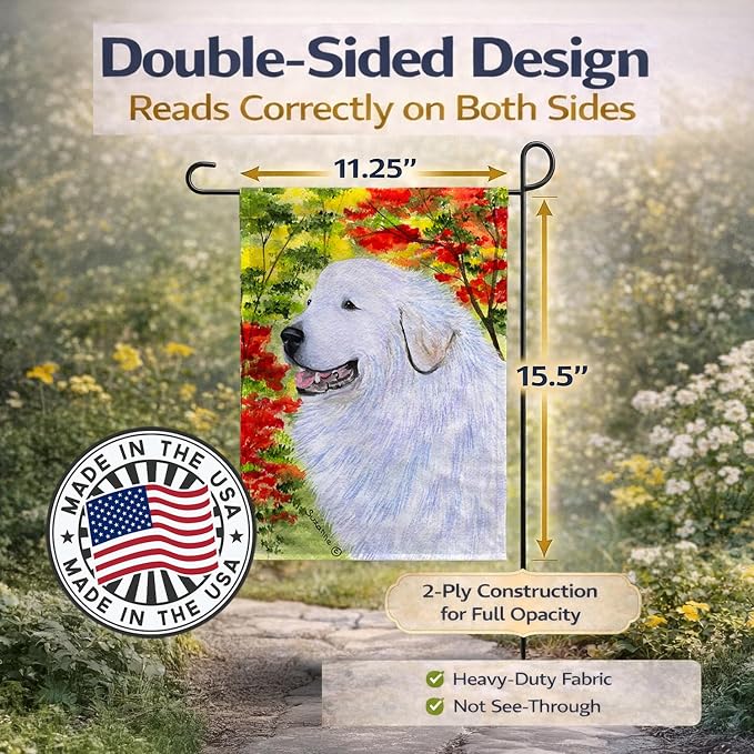 Caroline's Treasures SS8235GF Great Pyrenees Garden Flag Mailbox Flag Decorative Yard Flag Banner Outside Patio Artwork Yard Flower Beds, Garden Size, Multicolor