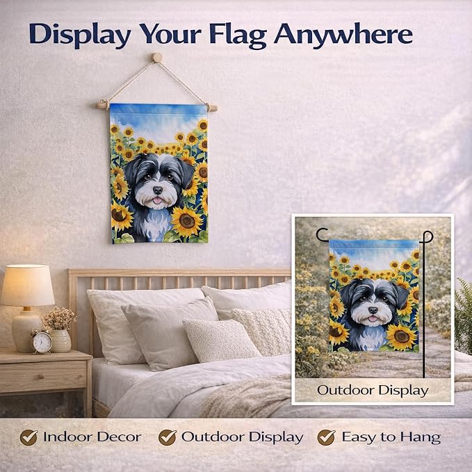 Caroline's Treasures DAC6097GF Havanese in Sunflowers Garden Flag Mailbox Flag Decorative Yard Flag Banner Outside Patio Artwork Yard Flower Beds, Garden Size, Multicolor
