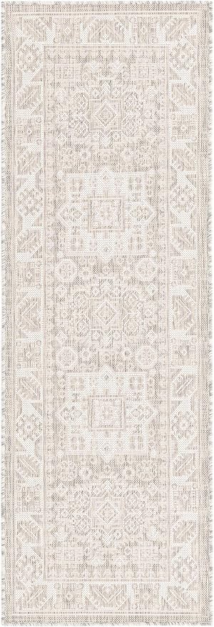 Unique Loom Outdoor Aztec Collection Area Rug - Chalca (2' x 6' 1" Runner, Light Gray/ Ivory)