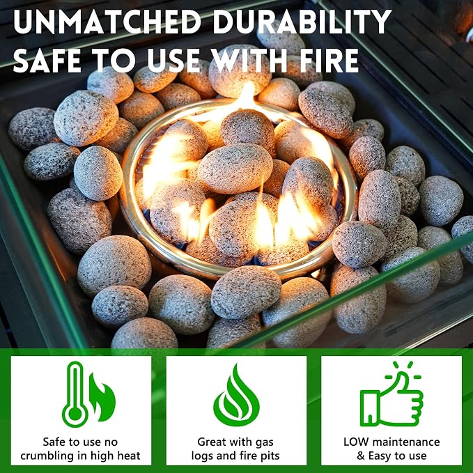 Premium 2-3 Inch Black Lava Rock Pebbles, 10 Pounds Fire Rocks for Gas Fire Pits, Fireplaces, Landscaping, and Plant Cultivation, Natural Tumbled Stones for Indoor and Outdoor Use
