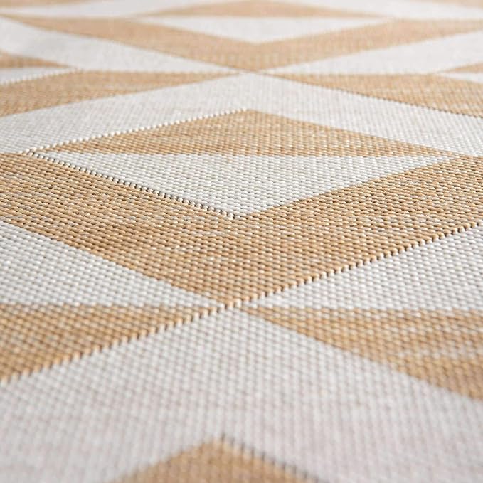 Unique Loom Outdoor Collection Area Rug - Napa (4' 1" Round, Beige/ Brown)
