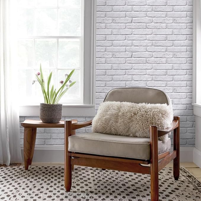 COMSTICKC 3D Faux Brick Wall Panel Peel and Stick Wall Covering, White with Gray Spots, 12 Pcs of 22.8" x 11.8", UrltraLight PVC 3D Brick Wall Stickers Decorative Tiles for Indoor Deocr, 22.48 sq.ft