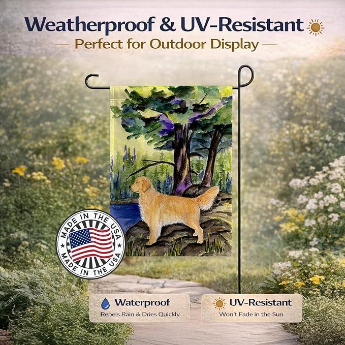 Caroline's Treasures SS8426GF Golden Retriever Garden Flag Mailbox Flag Decorative Yard Flag Banner Outside Patio Artwork Yard Flower Beds, Garden Size, Multicolor