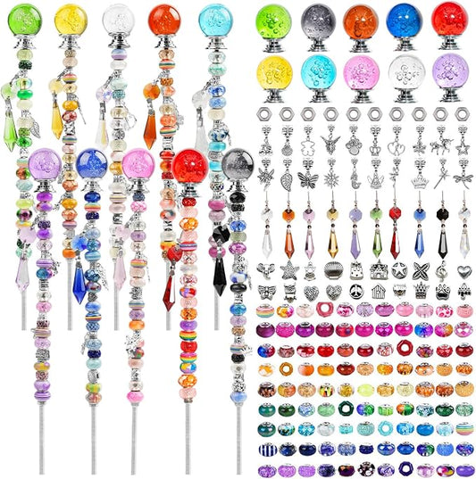 280 Pcs DIY Beaded Garden Stakes Kit with Bubble Stoppers | Garden stakes kit with beads colorful crystal stoppers, DIY fairy wands, garden decor, outdoor crafts