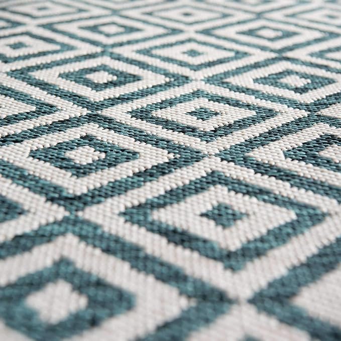 Unique Loom Jill Zarin Outdoor Collection Area Rug - Costa Rica (5' 3' x 8' Oval, Teal/ Ivory)