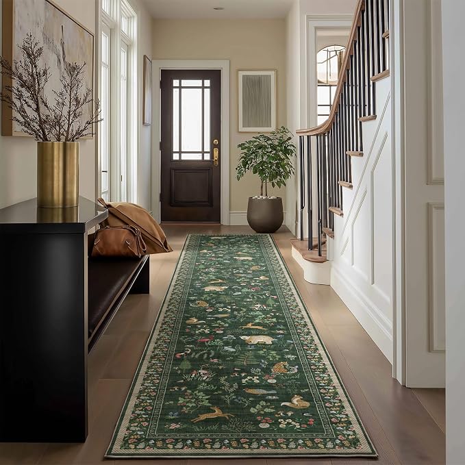 Washable Kitchen Rug Runners for Hallways: 2'x10' Bedroom Runner Non Slip Soft Low Pile Stain Resistant Indoor Carpet Runner Rugs for Entryway Hallway Kitchen Laundry Room Beside Farmhouse
