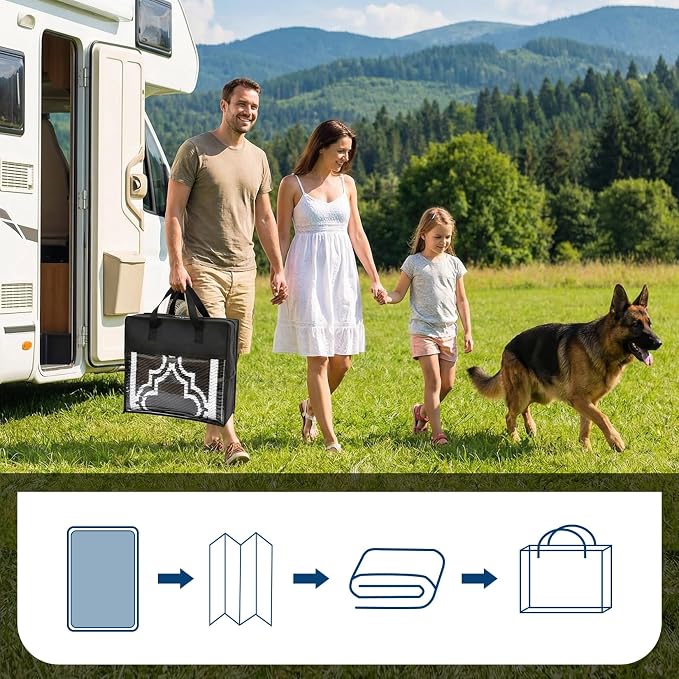 Garvee Reversible Outdoor Rug 10x14, Waterproof Outdoor Plastic Straw Rug with Interlacing Pattern, RV Mat for Picnics, Patio, Camping, Balcony, Deck, Backyard, Porch