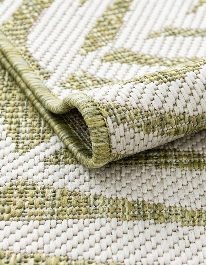 Unique Loom Outdoor Botanical Collection Area Rug - Palm (10' Square Green/Ivory)