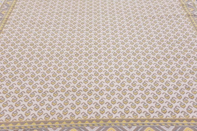 Unique Loom Williamsburg Collection Traditional Border with Dotted Center Area Rug, Rectangular 8' 0" x 10' 0", Beige/Yellow