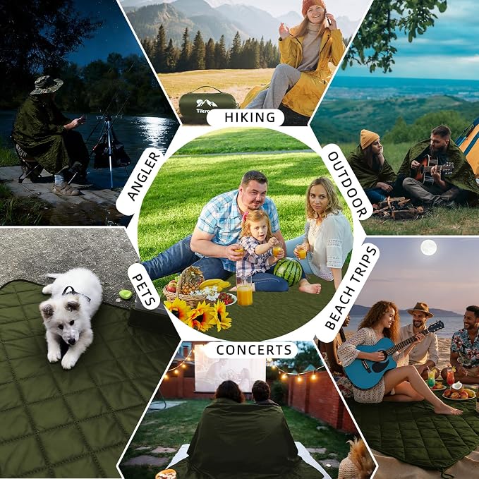 Large Waterproof Outdoor Camping Blanket 80 x 58 inch | Fleece Picnic Blankets Windproof Travel Stadium Blanket for Beaches Pets Car Camp Picnic Mat for Both Cold & Warm Weather