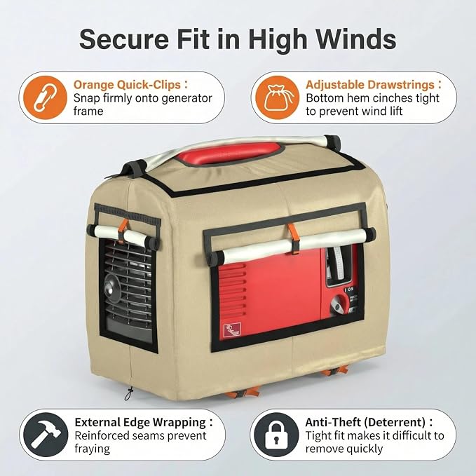Generator Covers While Running, 21.7"L x 13.8"W x 17.4"H, Compatible With Honda EU3200i, EU2000i, Champion, Westinghouse 2200, WEN 56235i, and Pulsar G2319N Generators,Khaki