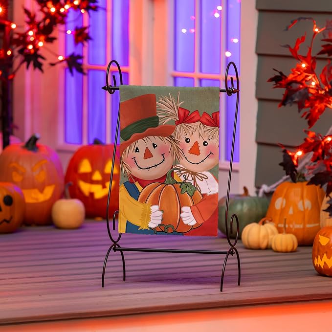 Evergreen Flag Fall Garden Flags Double Sided, Garden Flags for Outside Autumn Decorations for Home, Porch, Yard (Scarecrows, 12x18 inch)