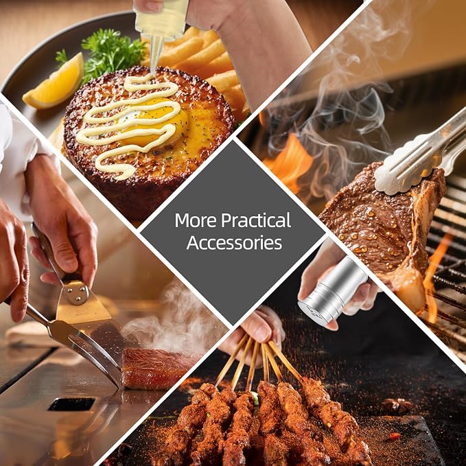 40PCS Griddle Accessories Kit, Flat Top Grill Accessories Set for Camp Chef, Griddle Spatula Set with Burger Press, Scraper, Tongs and Carry Bag for Outdoor BBQ