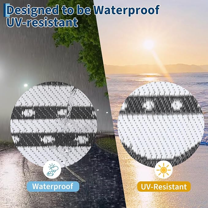 IDEALHOUSE Waterproof Outdoor Rug 8x10 for Patio, Reversible Modern Area Rug, Large Plastic Straw Mat for Camping, RV, Porch, Backyard, Deck, Picnic, Beach, Grey & White