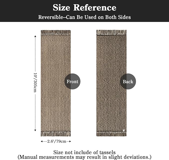 Rug Runners for Hallways, Boho Washable Kitchen Runner Rugs | 2.6' x 10' Farmhouse Indoor Entry Hall Carpet, Natural/Black Modern Hand Woven Bathroom Runner Rug for Entrance Porch Decor