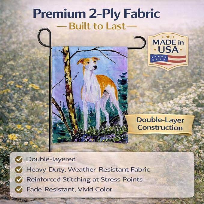 Caroline's Treasures SS8662GF Whippet Garden Flag Mailbox Flag Decorative Yard Flag Banner Outside Patio Artwork Yard Flower Beds, Garden Size, Multicolor