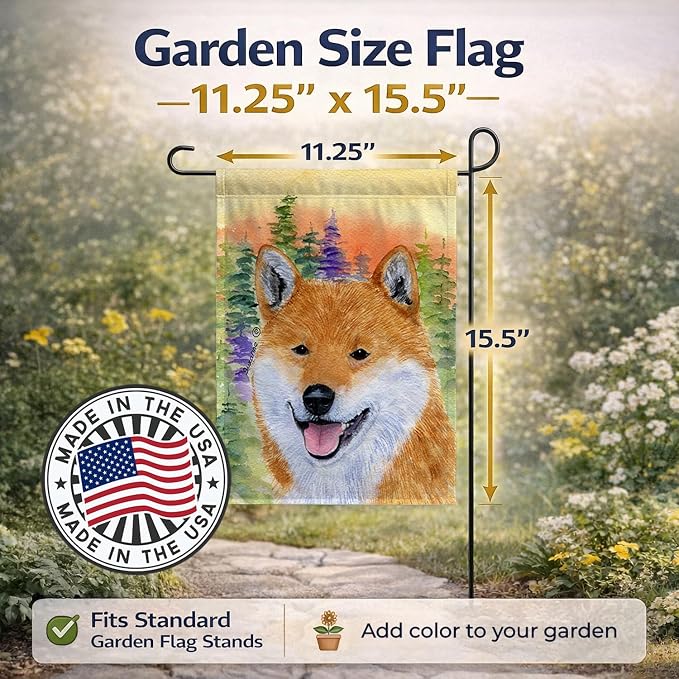 Caroline's Treasures SS8234GF Shiba Inu Garden Flag Mailbox Flag Decorative Yard Flag Banner Outside Patio Artwork Yard Flower Beds, Garden Size, Multicolor