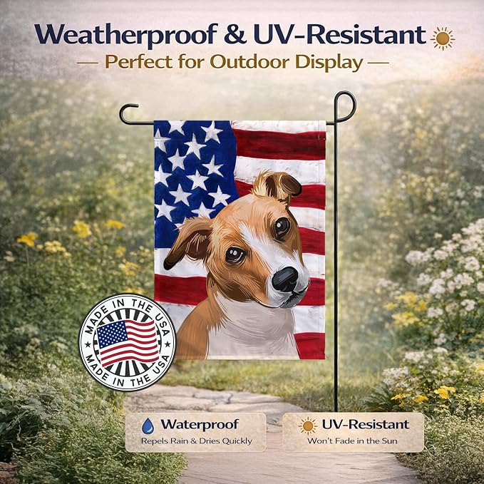 Caroline's Treasures CK6647GF Plummer Terrier American Flag Garden Flag Mailbox Flag Decorative Yard Flag Banner Outside Patio Artwork Yard Flower Beds, Garden Size, Multicolor
