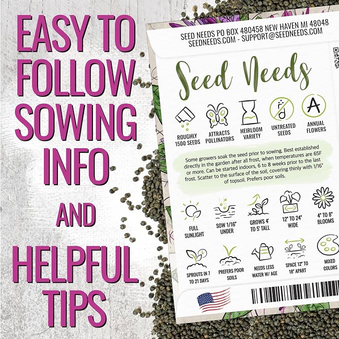 Seed Needs Cleome Seeds for Planting Mixed Annual Flowers 1 Pack