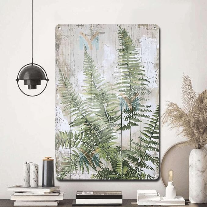 Metal Sign Tin Sign Vintage Wall Art Shabby Chic Maidenhair Fern Tin Sign for Antique Artistry Rustic Wall Art and Distressed Wood Acc Decor Outdoor for Restaurant 12×16 Inches