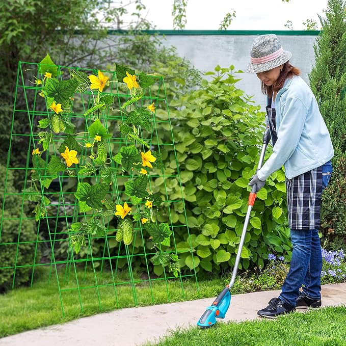 DoCred Cucumber Trellis, 59" High 2 Pack Foldable A Frame Trellis for Raised Bed Climbing Plants, Vegetables, Includes Plant Support Clips, Twist Ties, Plastic Ties- Made from PVC-Coated Steel
