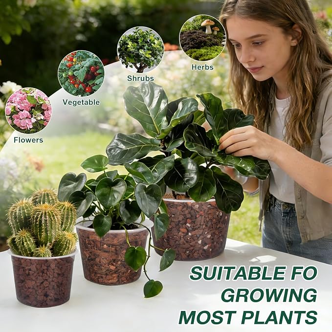 10 Inch Clear Nursery Pots with Drainage Holes, 4 Pack Flexible Large Plant Pots for Plants, Plastic Clear Nursery Pots for Seedling, Shrubs, Herbs, Flowers, Vegetables