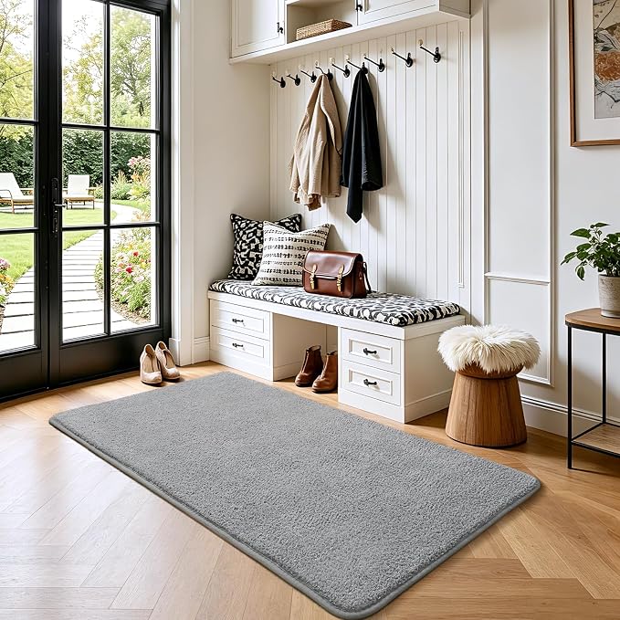 Keeko 2x3 Area Rugs for Living Room,Soft Washable Memory Foam Bedroom Rug | Indoor Throw Rug Low Pile Minimalist Non Slip Carpet for Kids Nursery Classroom Dorm Room Home Decor Grey