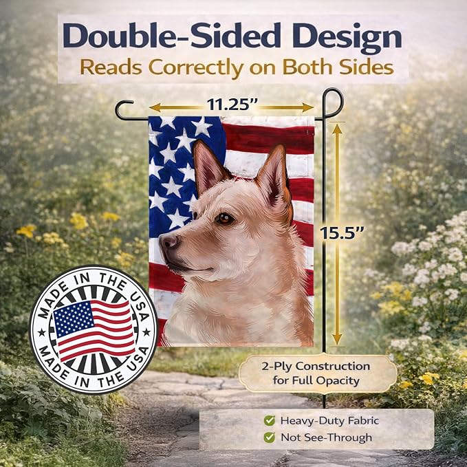 Caroline's Treasures CK6472GF Canaan Dog American Flag Garden Flag Mailbox Flag Decorative Yard Flag Banner Outside Patio Artwork Yard Flower Beds, Garden Size, Multicolor
