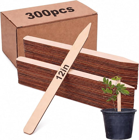 Weysat 300 Pcs 12" Wood Plant Labels for Field or Containers Plant Tags Wood Garden Labels for Seedling Stakes Markers Nursery Seed Tags with Smooth Surface for Pot Herbs Flowers Vegetables