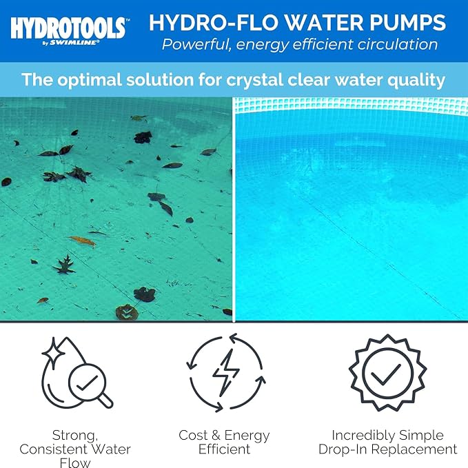 SWIMLINE HYDROTOOLS Above-Ground Pool Motor Pump, 2-Speed, Hydro-Flo 1 HP w/ 5280 GPH, Vertical | Variable Dual-speed Above-ground Pool Pump, 1.0 HP, 5, 280 GPH, Vertical Discharge, Strainer Basket, 115V, DOE-certified