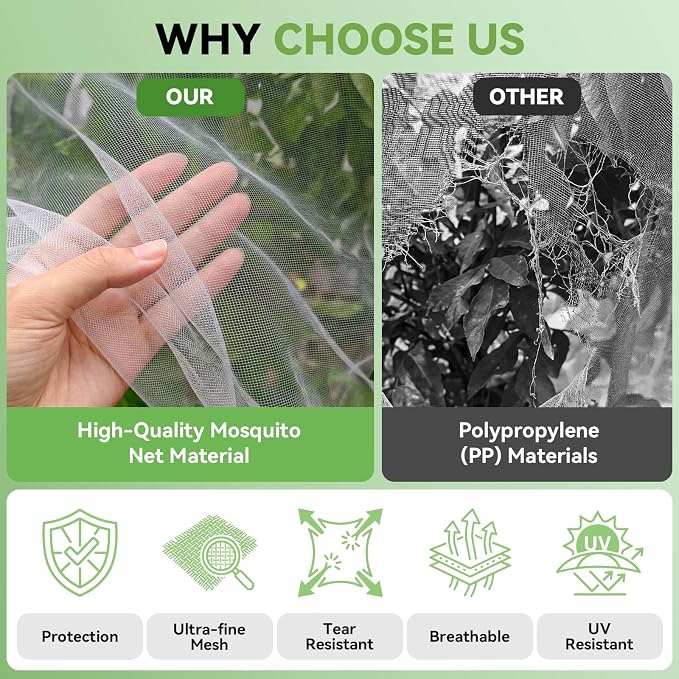 2 Pack Bird Netting for Garden Protection with Zipper & Drawstring - Garden Netting Pest Barrier 8.2x6 FT,Cover for Blueberry Bushes Tomato Fruit Tree and Plants Protection from Insect Mosquito Birds