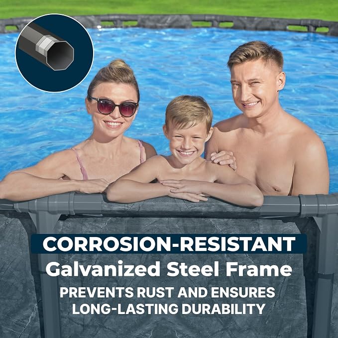 Bestway APX 365 18' x 52" Above Ground Pool Set with Sand Filter Pump | Long-Lasting All-Season Swimming Pool with Galvanized Steel Frame - Ladder, Cover, and Polysphere Filtration Balls Included
