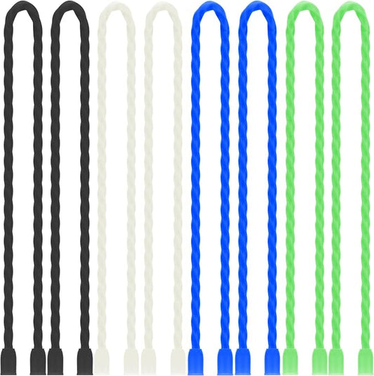 TRIPLE DEER 8Pcs 12-Inch Silicone Cable Ties Colorful Reusable Steel-Core Silicone Twist Gear Tie Straps for Bundling and Organizing, Bendable Holder Strap for Indoor and Out All Purpose