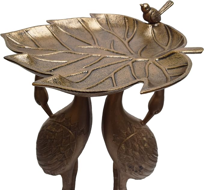 Oakland Living 5608-AB Antique Bronze Cranes & Lily Aluminum Birdbath