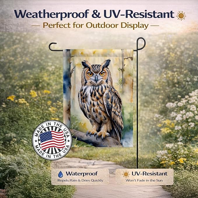 Caroline's Treasures Eurasian Eagle Owl Garden Flag Mailbox Flag Decorative Yard Flag Banner Outside Patio Artwork Yard Flower Beds, Garden Size, Multicolor