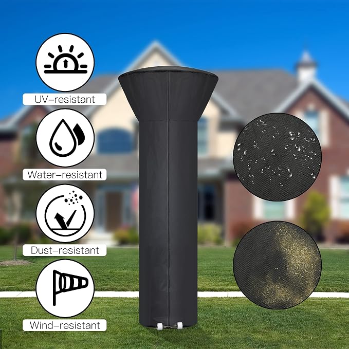 [2 Pack] Patio Heater Covers with Zipper and Storage Bag,Waterproof,Dustproof,Wind-Resistant,Sunlight-Resistant,Snow-Resistant,Black,89'' Height x 33" Dome x 19" Base