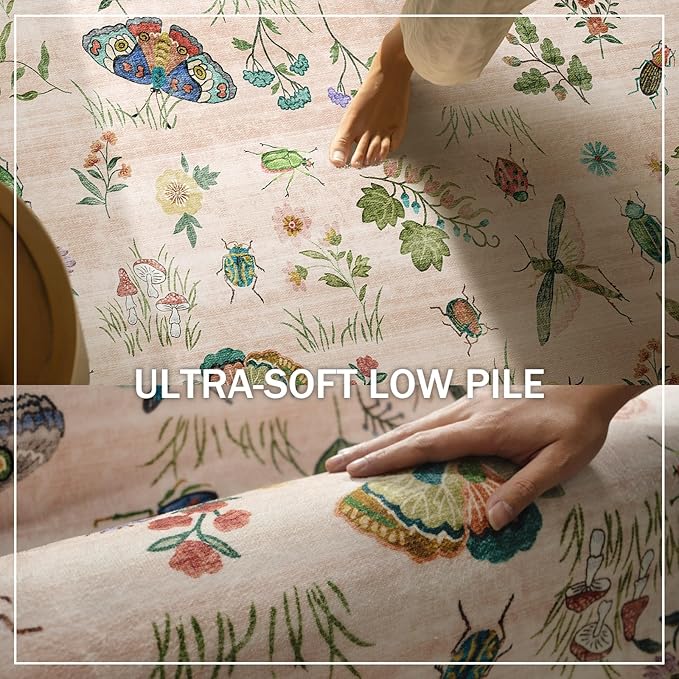 Machine Washable Runner Rugs for Entryway: 2'x6' Kitchen Rug Stain Resistant Non Slip Low Pile Soft Carpet Runners for Hallways Indoor Entryway Kitchen Living Room Bedroom Bedside Farmhouse