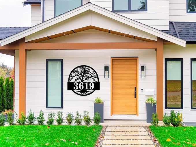 Personalized Metal House Sign,Custom Modern Metal House Sign,Metal Address Signs for Outside,Personalized Address Sign, Address Numbers for Houses, Metal Address Plaques for House Numbers