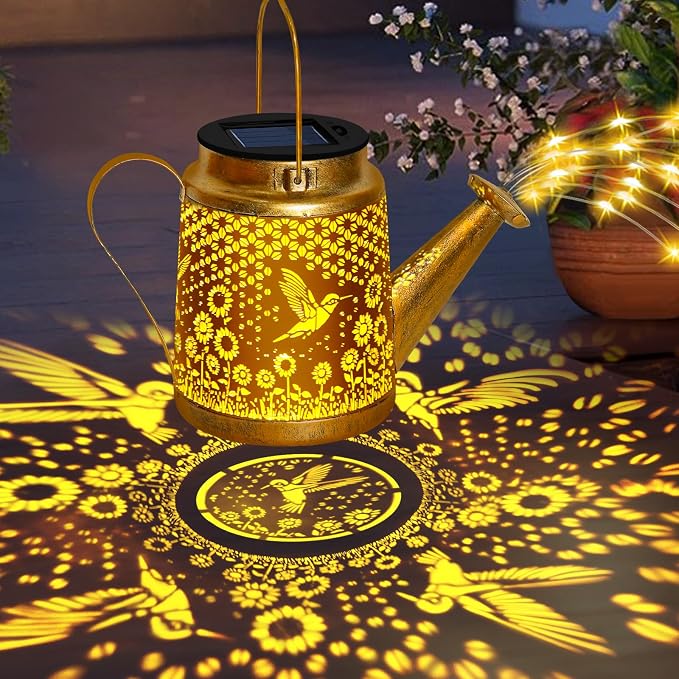 ostritec Hummingbird Solar Lanterns Garden Decor, Outdoor Waterproof Watering Can with Shepherd Hook, Solar Garden Decor for Yard Outdoor Pathway, Gifts for Women Mom Grandma Birthday Mothers Day