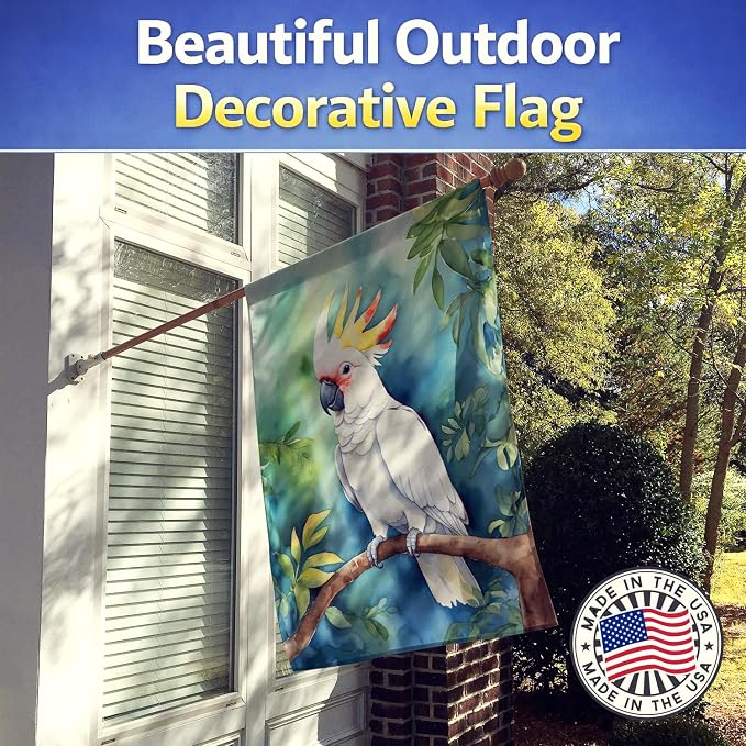 Caroline's Treasures Cockatoo House Flag Large Porch Sleeve Pole Decorative Outside Yard Banner Artwork Wall Hanging, Polyester, House Size, Multicolor