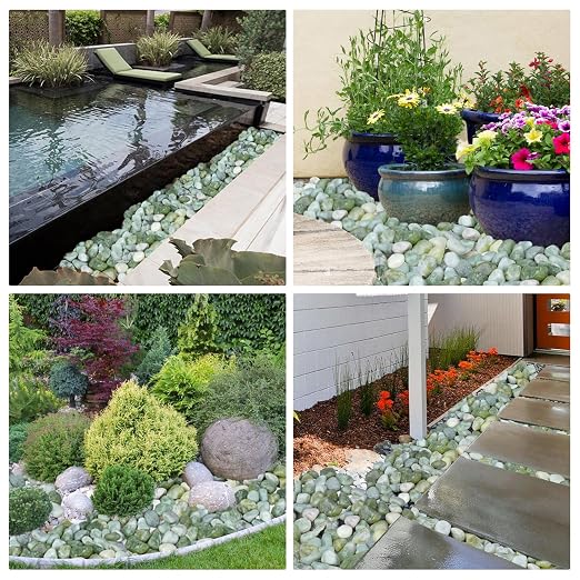 Pulovin 40 lbs Jade Pebbles for Indoor Plants, 2-3 Inch Polished River Rocks, Decorative Garden Rocks Outdoor Landscaping, Large Natural Stone for Walkways, Yard, Vases, Crafts