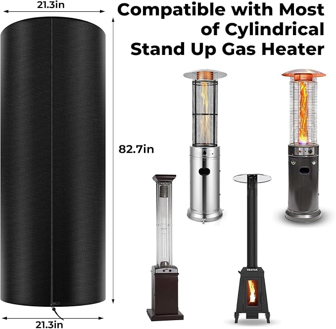 LPG Patio Heaters Cover, Cylinder Tower Patio Heater Covers, Heavy-duty and Weather-resistant Oxford Fabric, Waterproof, Dust-proof, Snow-proof, Windproof, with Zipper and Storage Bag