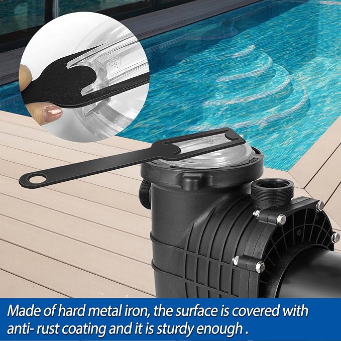 14.5" x 2.2" Pool Pump Lid Removal Tool, Iron Strainer Pump Lid Removing Tool for Pool Equipment Filter Cover, Pool Pump Cover Removal Wrench Compatible with Hayward Super II Pump SP3000