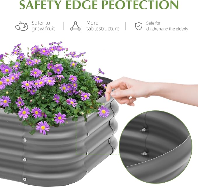 2-Pack 2x1ft Galvanized Raised Garden Bed, Outdoor Planter Bed, Metal Planter Box for Gardening and Planting,Dark Grey