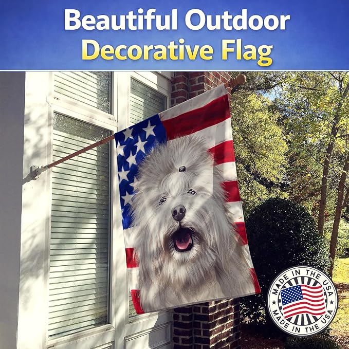 Caroline's Treasures CK6495CHF Coton de Tulear Dog American Flag House Flag Large Porch Sleeve Pole Decorative Outside Yard Banner Artwork Wall Hanging, Polyester, House Size, Multicolor