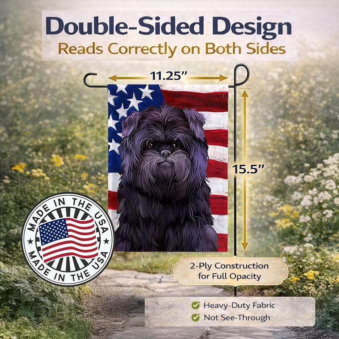 Caroline's Treasures CK6382GF Affenpinscher American Flag Garden Flag Mailbox Flag Decorative Yard Flag Banner Outside Patio Artwork Yard Flower Beds, Garden Size, Multicolor