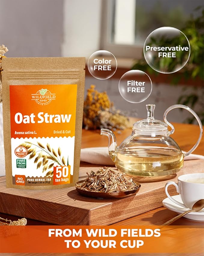 50 Bags Oatstraw Tea Oat Straw Herb Tea (Avena Sativa L.) - 50 Count 1.5g Bags Oat Straw Loose Leaf Herb Hierba De Paja De Avena