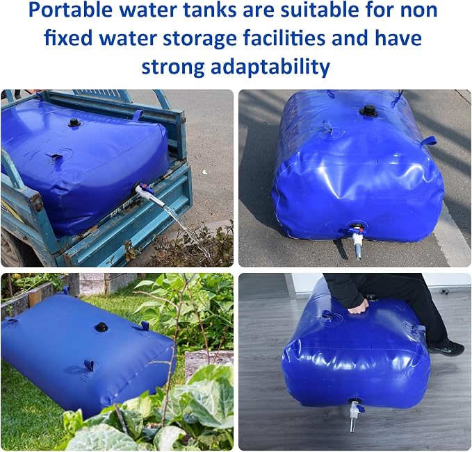 Portable Water Storage Bladder Containers, Foldable Water Storage Tank with Valve, Fire Prevention,Garden & Farm & Equestrian Water Container Carrier Cart（330L/87Gallon）